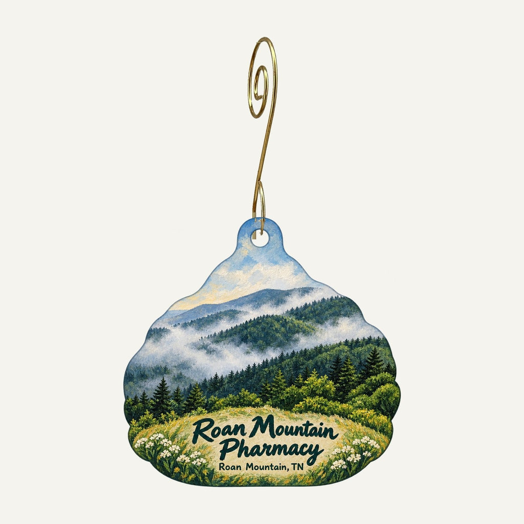 Roan Mountain Logo custom wood ornament OC932 hanging on hook