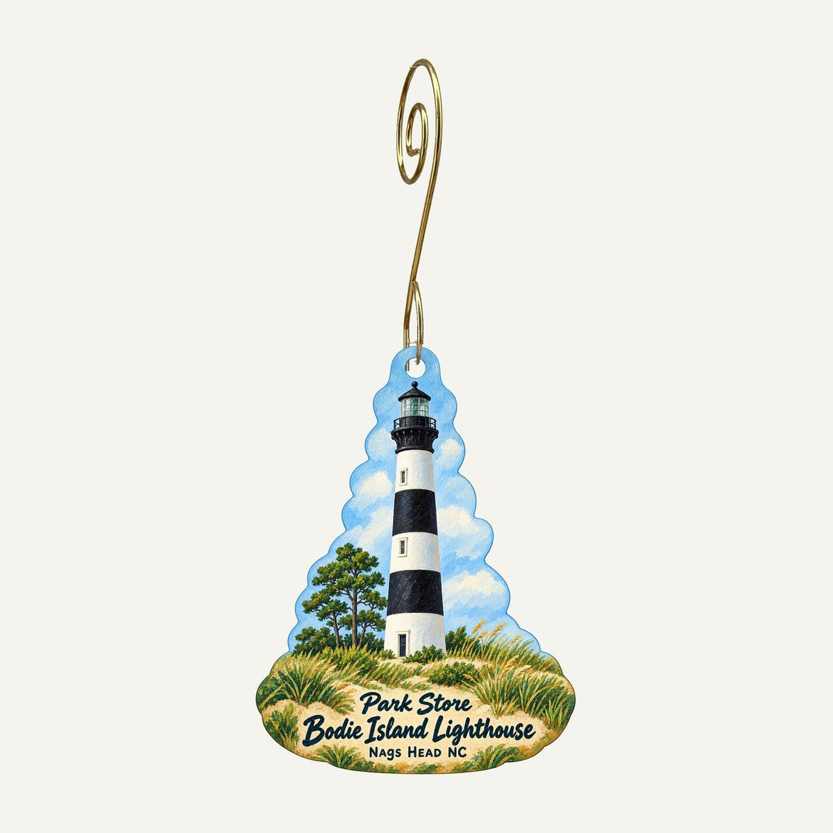 Park Store at Bodie Island Lighthouse Visitor Center Logo custom wood ornament OC935 hanging on hook