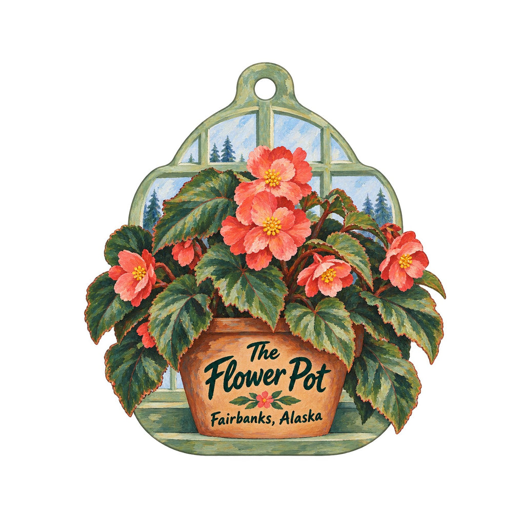 Flower Pot Garden Center Logo custom wood ornament OC941 on white