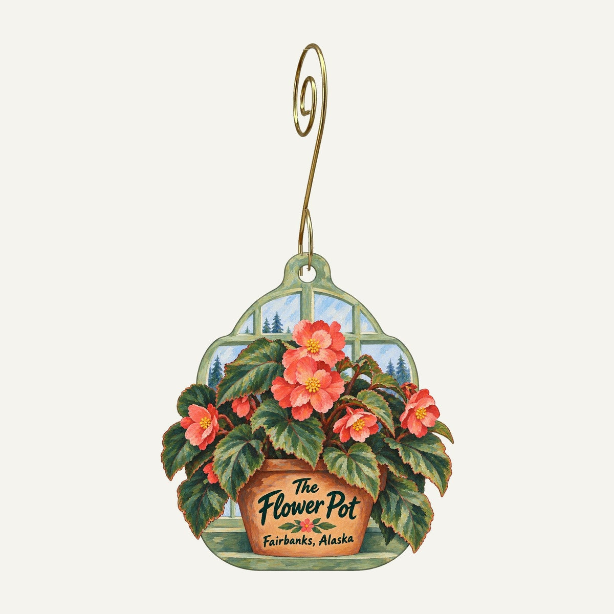 Flower Pot Garden Center Logo custom wood ornament OC941 hanging on hook
