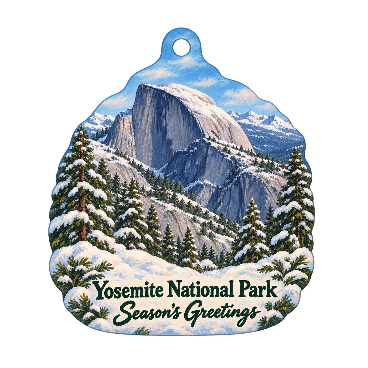 Yosemite Resorts Christmas custom wood ornament OC945 on white