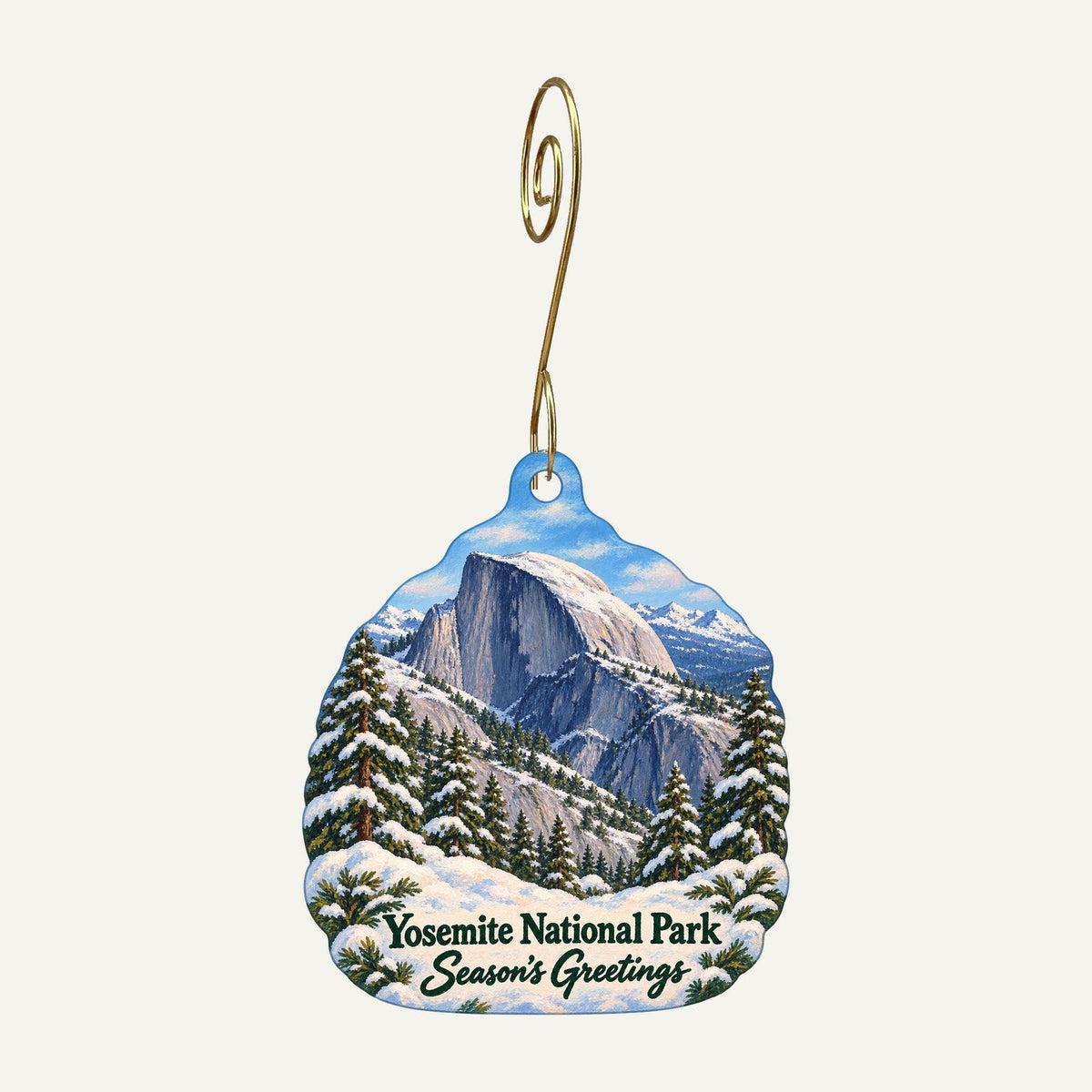 Yosemite Resorts Christmas custom wood ornament OC945 hanging on hook