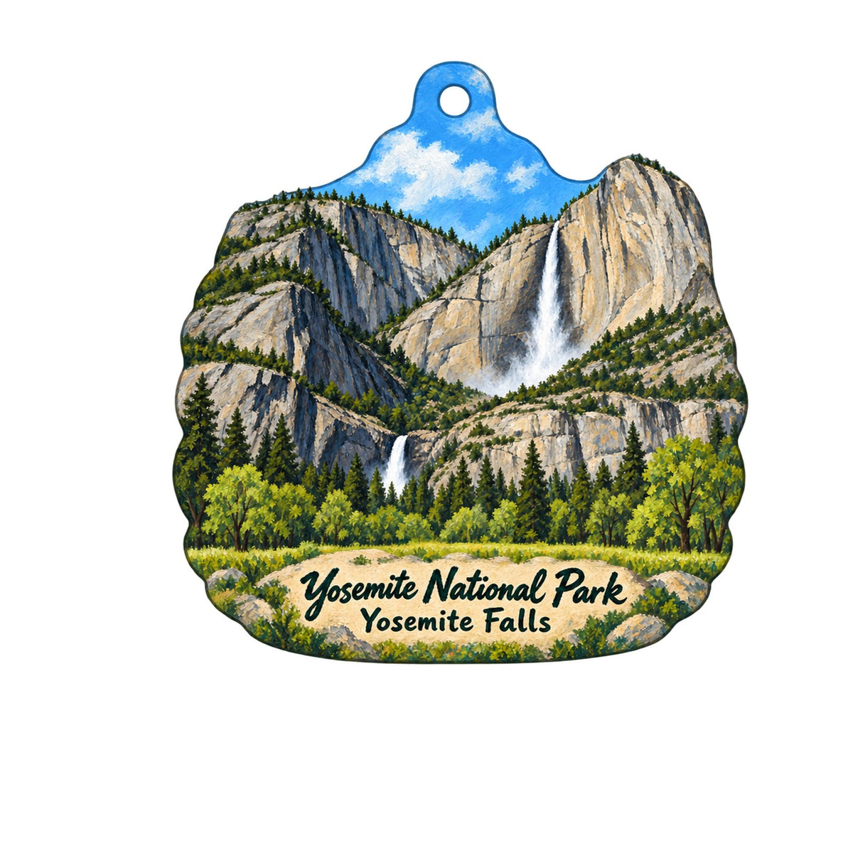Yosemite Resorts Town Icon custom wood ornament OC946 on white