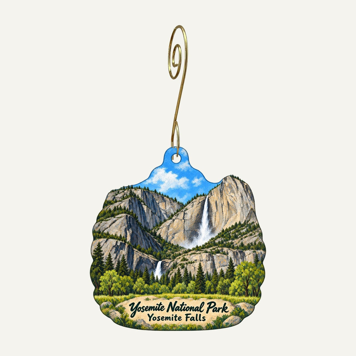 Yosemite Resorts Town Icon custom wood ornament OC946 hanging on hook