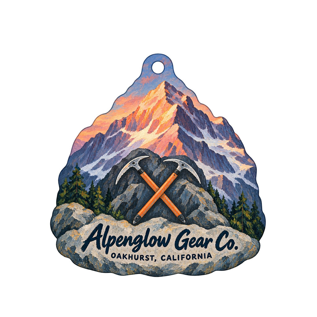 Alpenglow Gear Co. Logo custom wood ornament OC947 on white