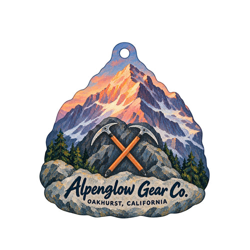 Alpenglow Gear Co. Logo custom wood ornament OC947 on white