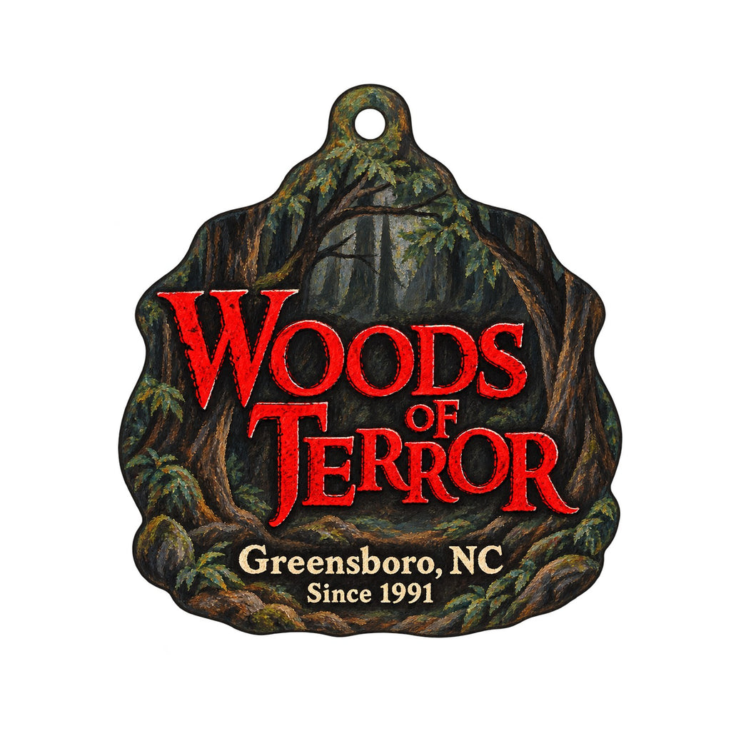 Woods of Terror Logo custom wood ornament OC950 on white