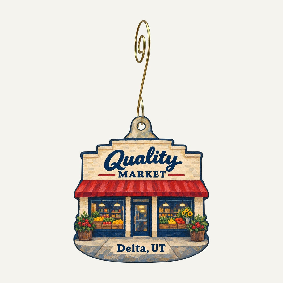 Quality Market Logo custom wood ornament OC953 hanging on hook
