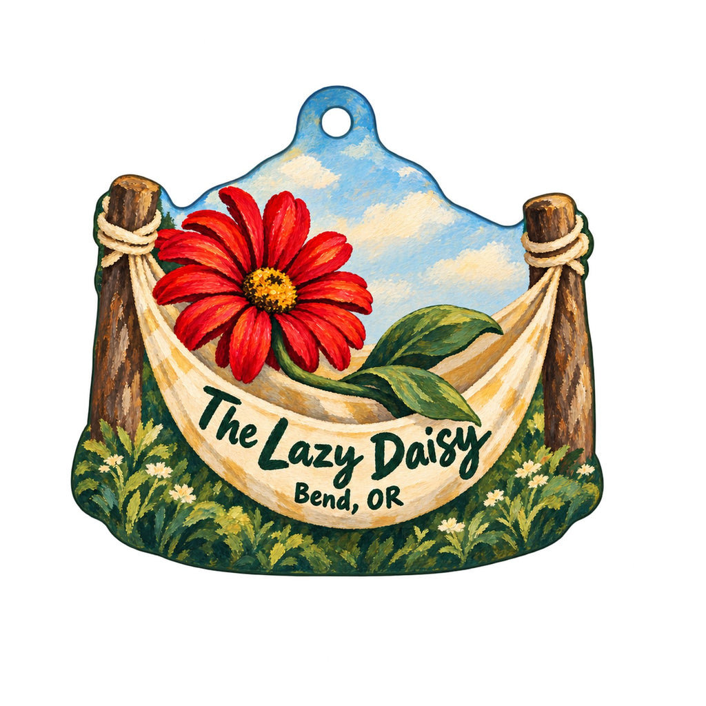 The Lazy Daisy Logo custom wood ornament OC956 on white