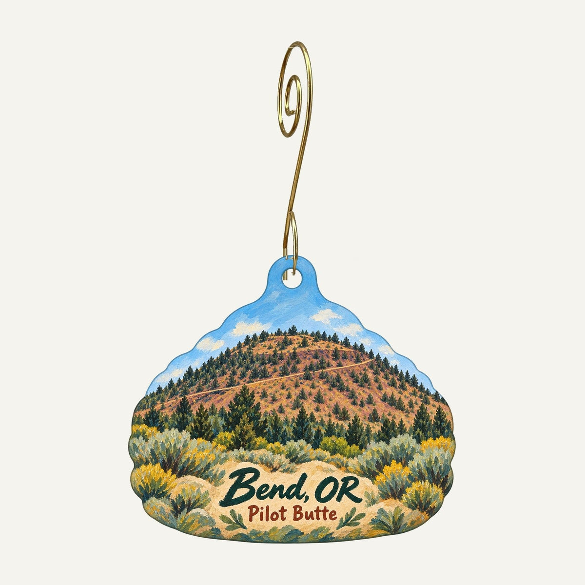 The Lazy Daisy Town Icon custom wood ornament OC958 hanging on hook