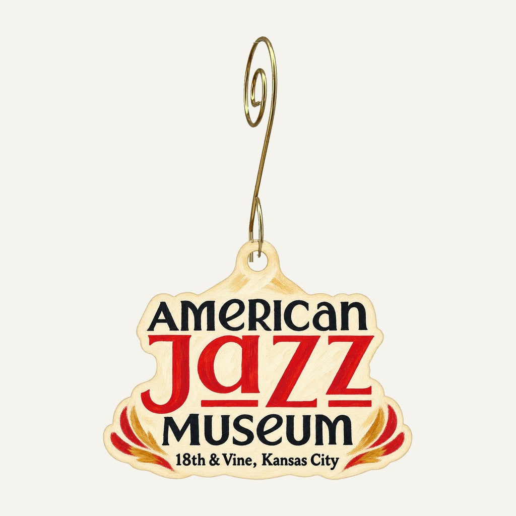 American Jazz Museum Logo custom wood ornament OC959 hanging on hook