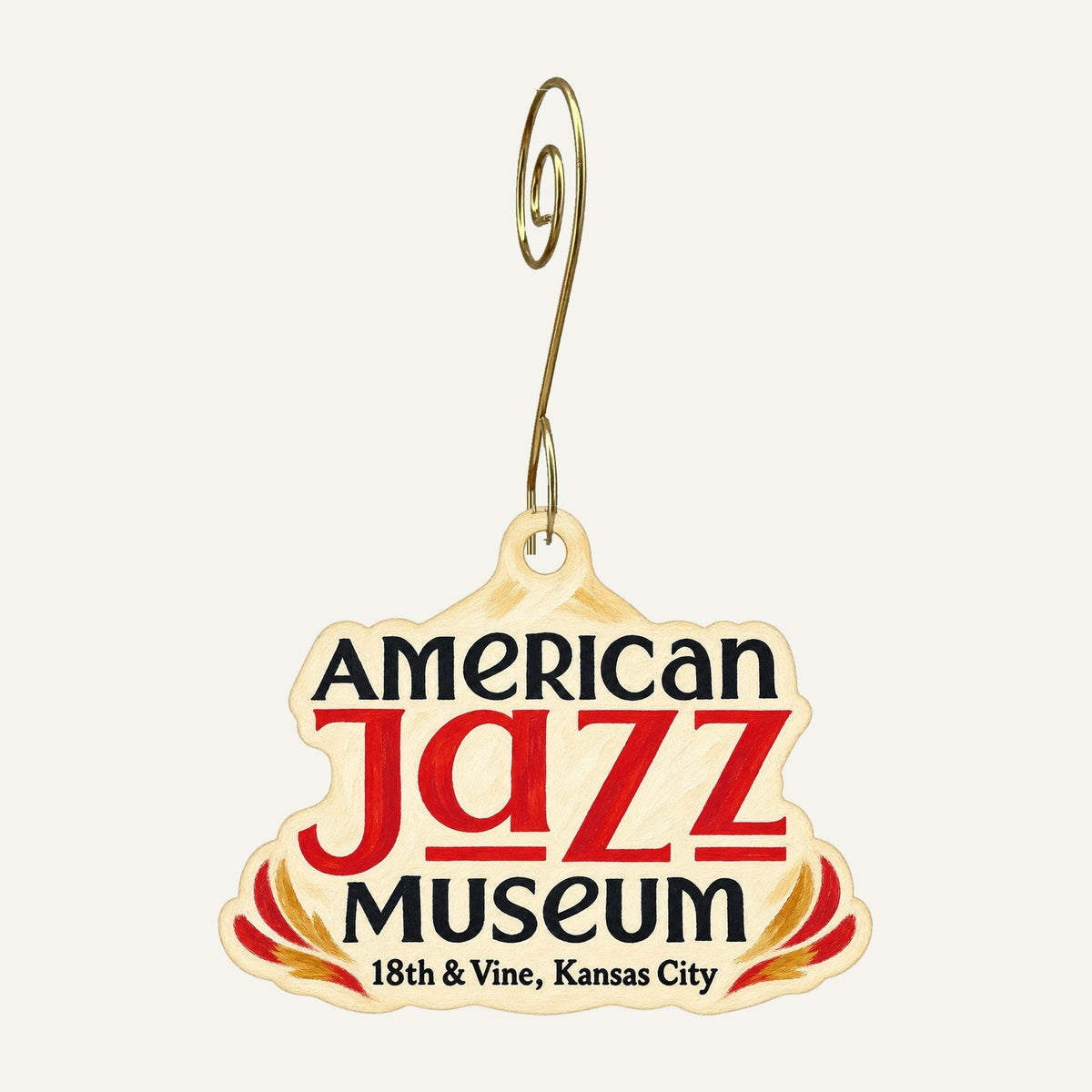 American Jazz Museum Logo custom wood ornament OC959 hanging on hook