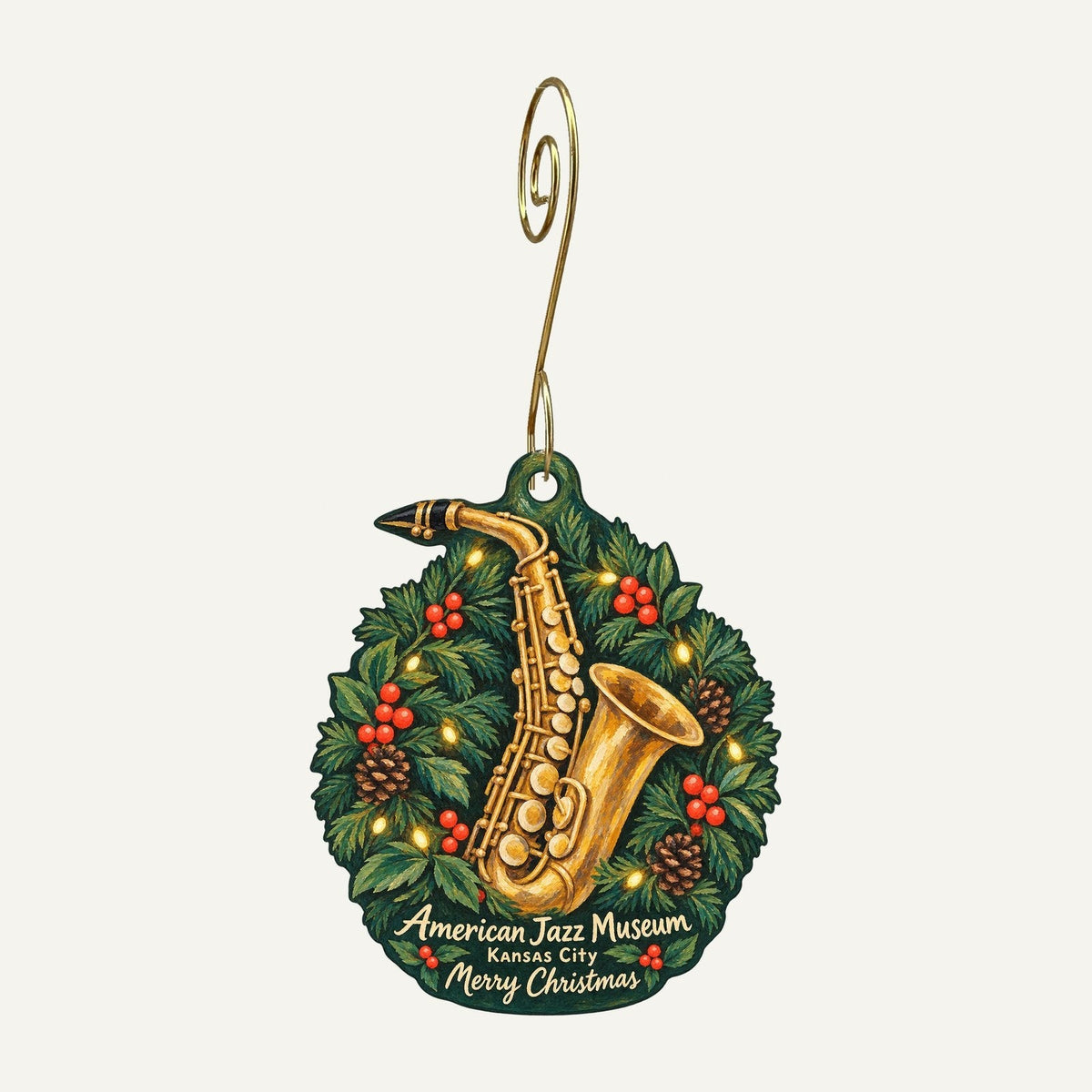 American Jazz Museum Christmas custom wood ornament OC960 hanging on hook