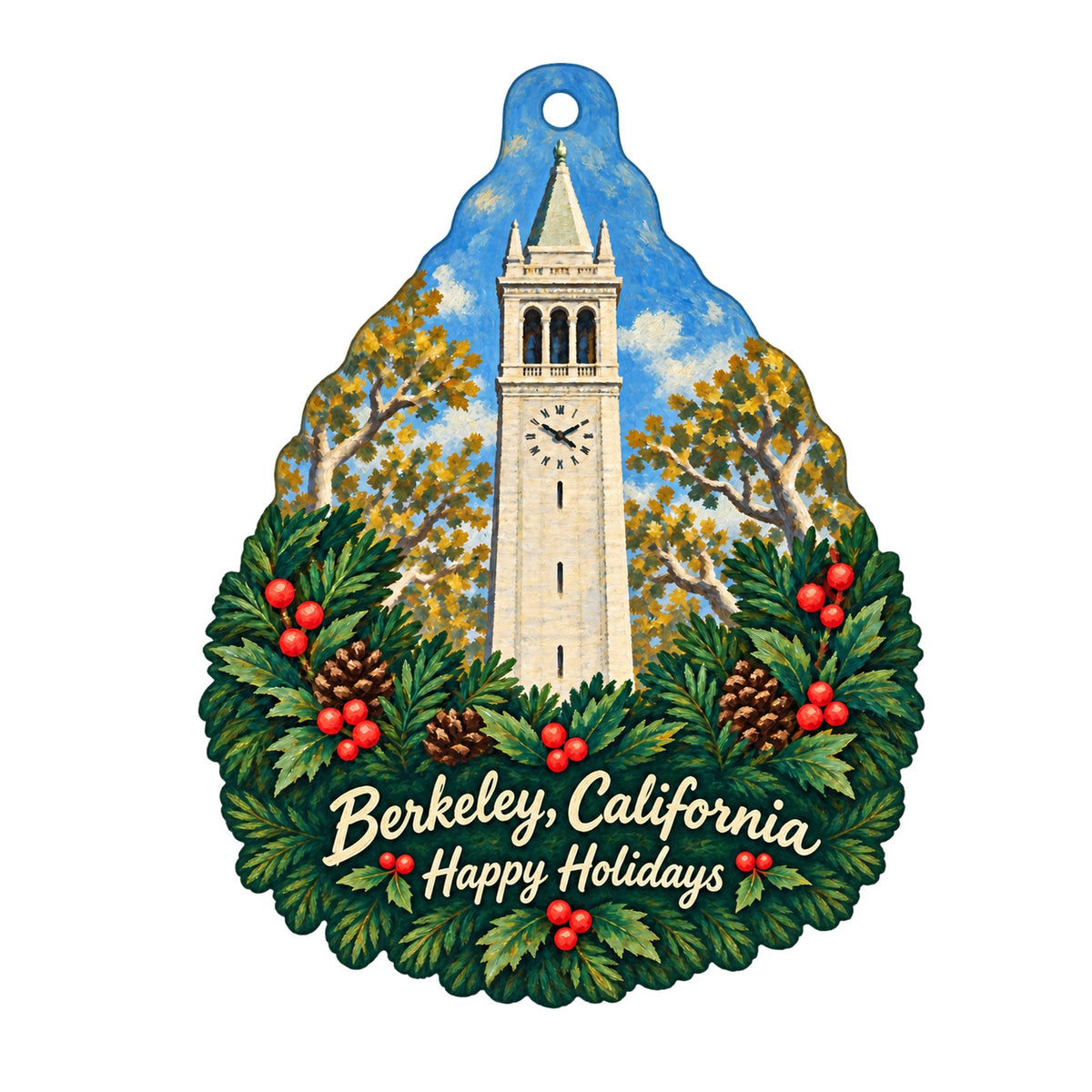 A Priori Christmas custom wood ornament OC963 on white