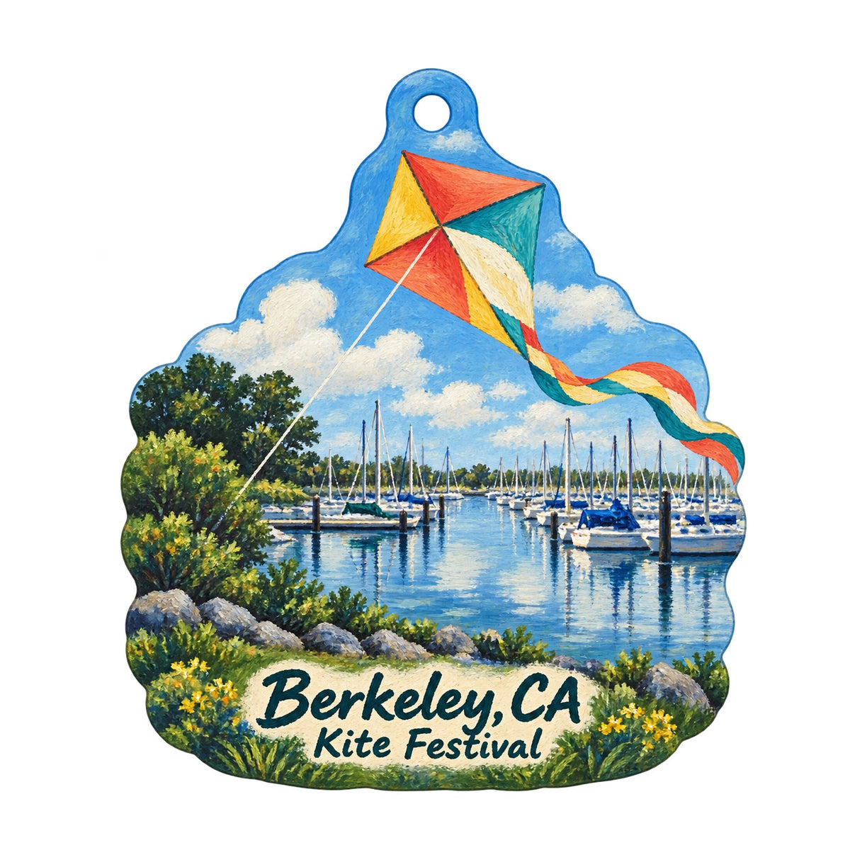 A Priori Town Icon custom wood ornament OC964 on white