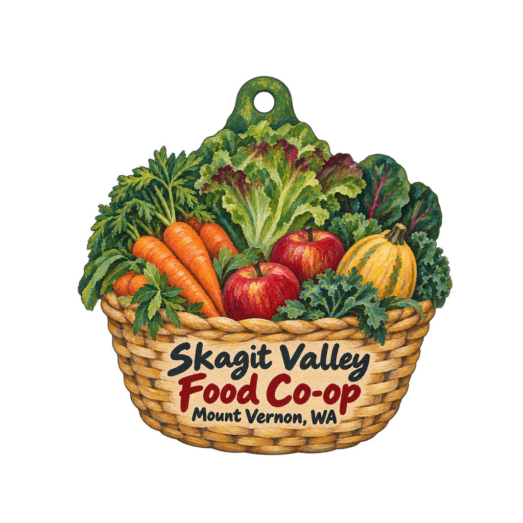 Skagit Valley Food Co-op Logo custom wood ornament OC965 on white