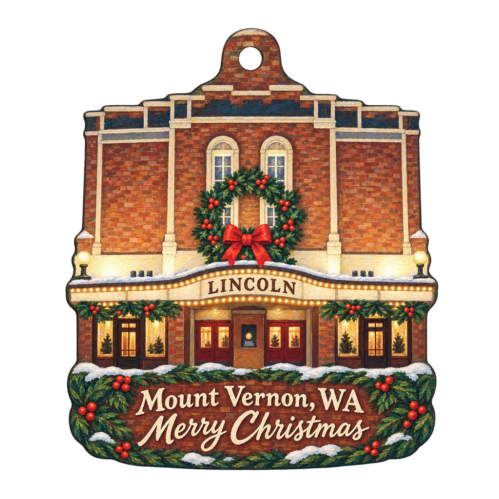 Skagit Valley Food Co-op Christmas custom wood ornament OC966 on white