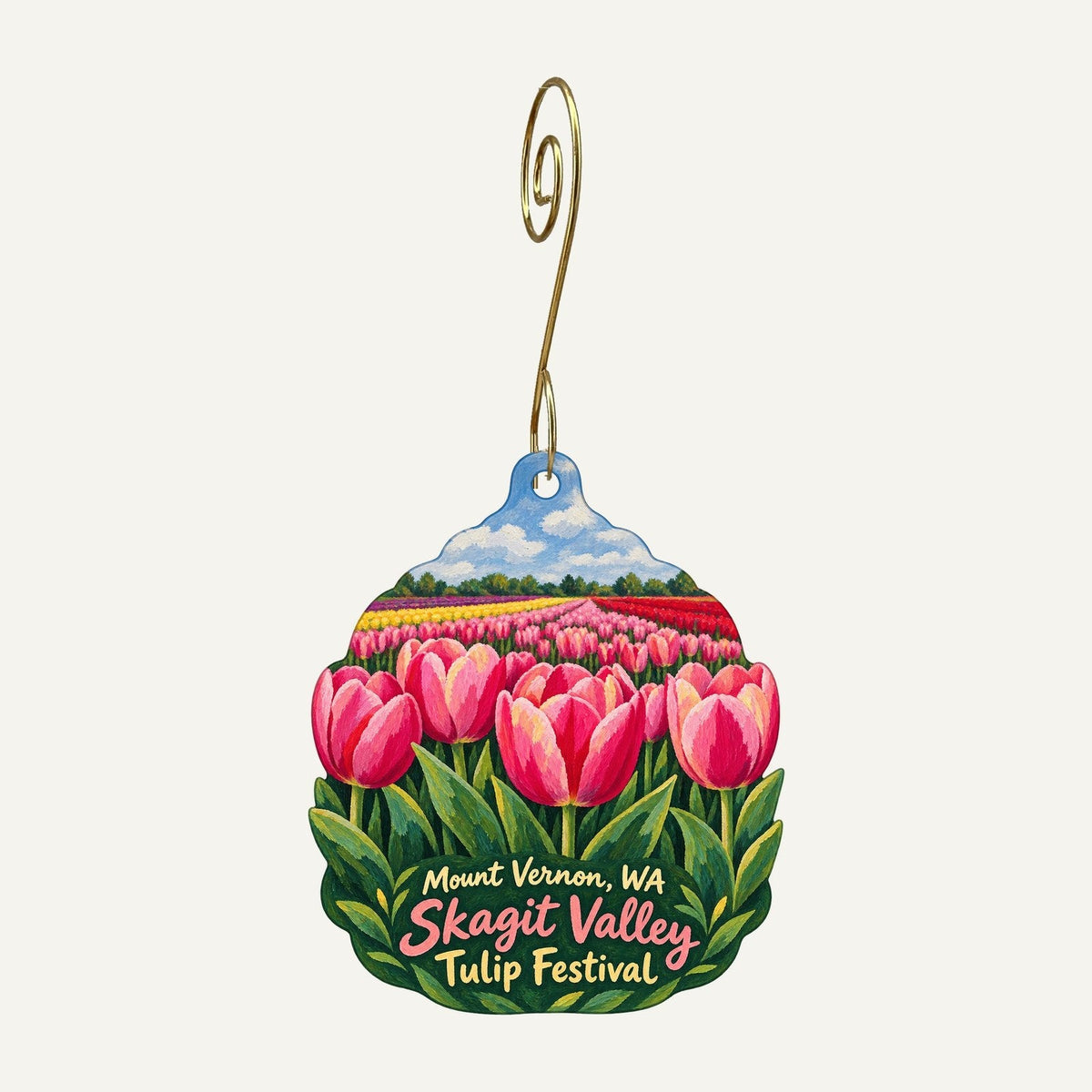 Skagit Valley Food Co-op Town Icon custom wood ornament OC967 hanging on hook