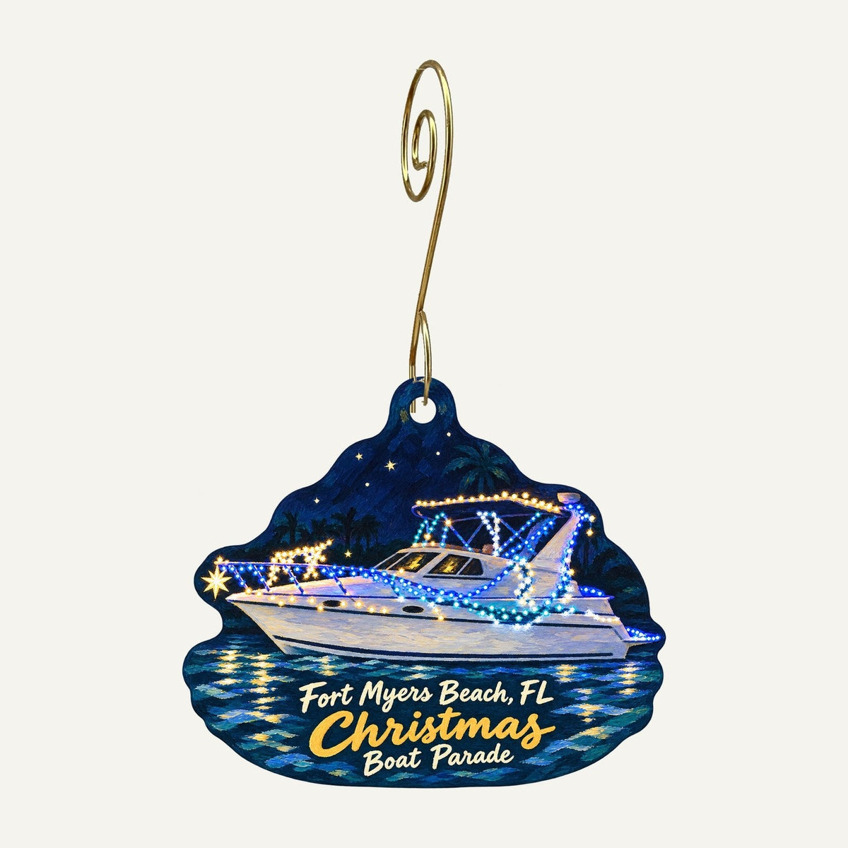 Beach Stuff Inc Christmas custom wood ornament OC969 hanging on hook