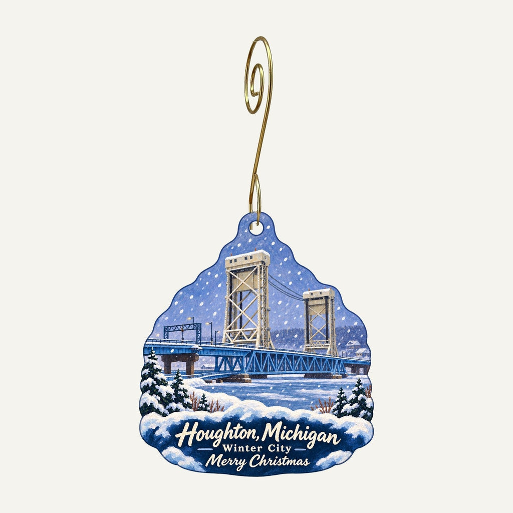 Chickadees Christmas custom wood ornament OC972 hanging on hook