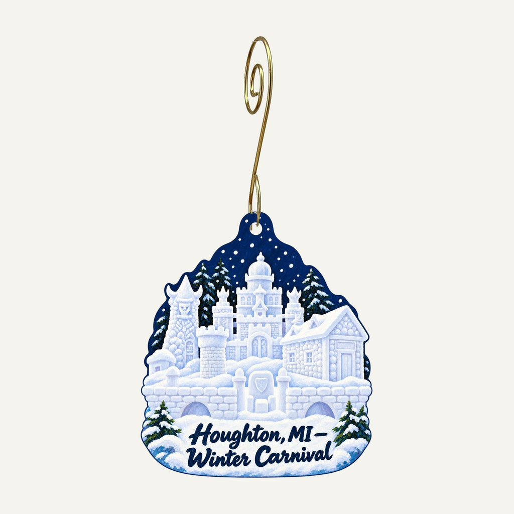 Chickadees Town Icon custom wood ornament OC973 hanging on hook