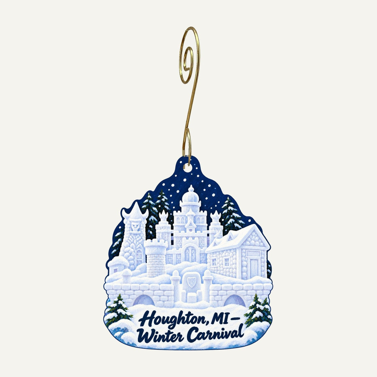 Chickadees Town Icon custom wood ornament OC973 hanging on hook