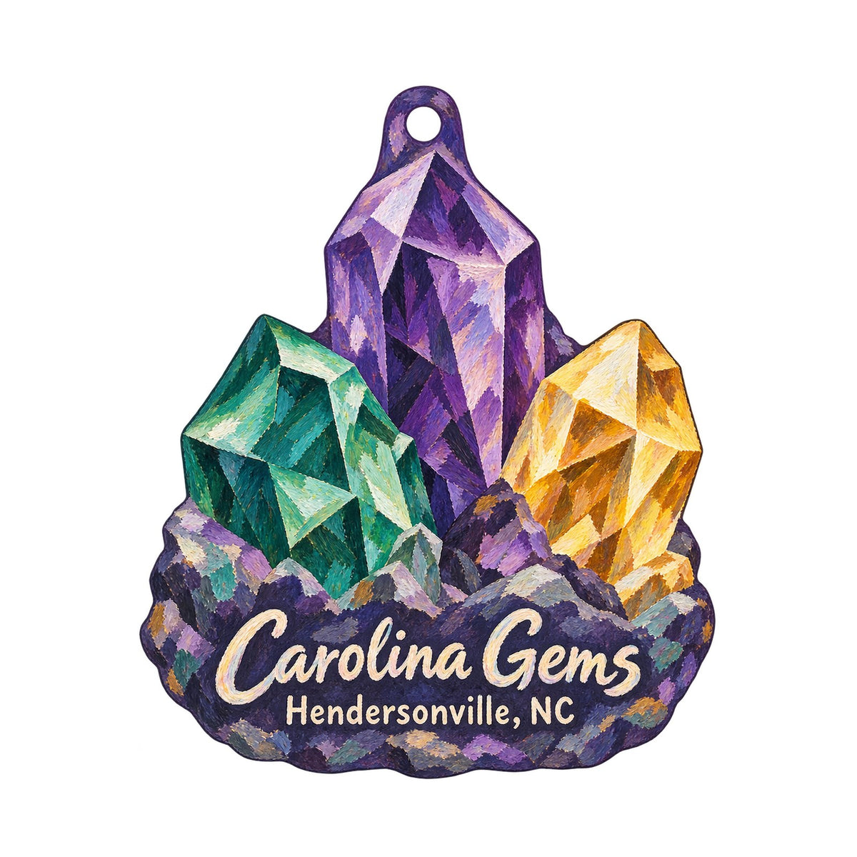 Carolina Gems / Greenville Gemstone Mine Logo custom wood ornament OC974 on white