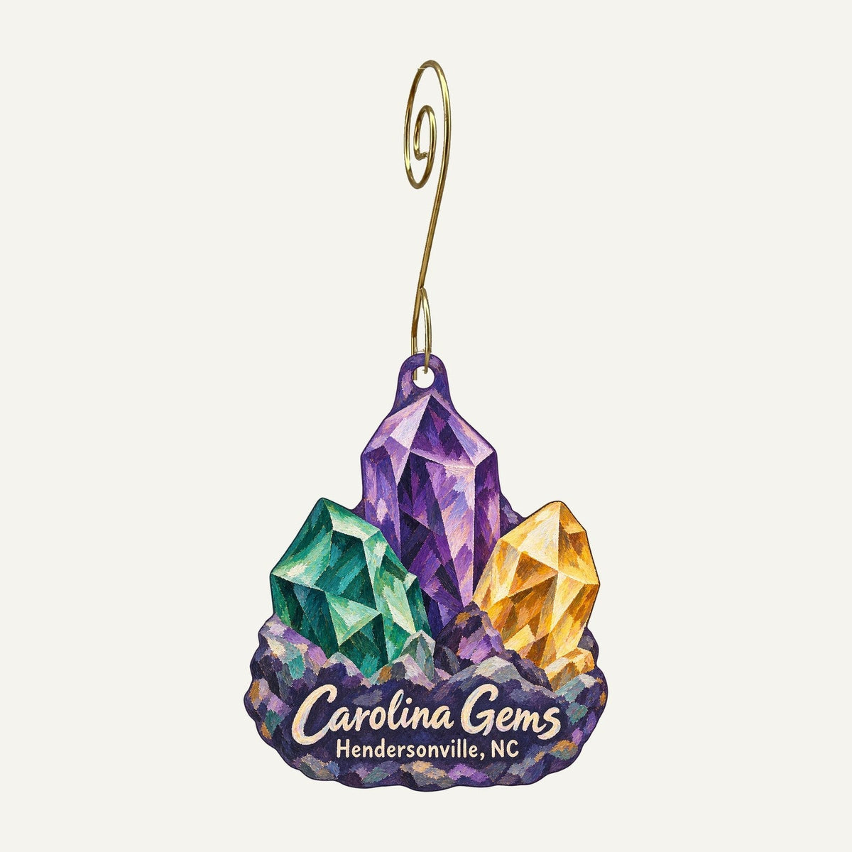 Carolina Gems / Greenville Gemstone Mine Logo custom wood ornament OC974 hanging on hook