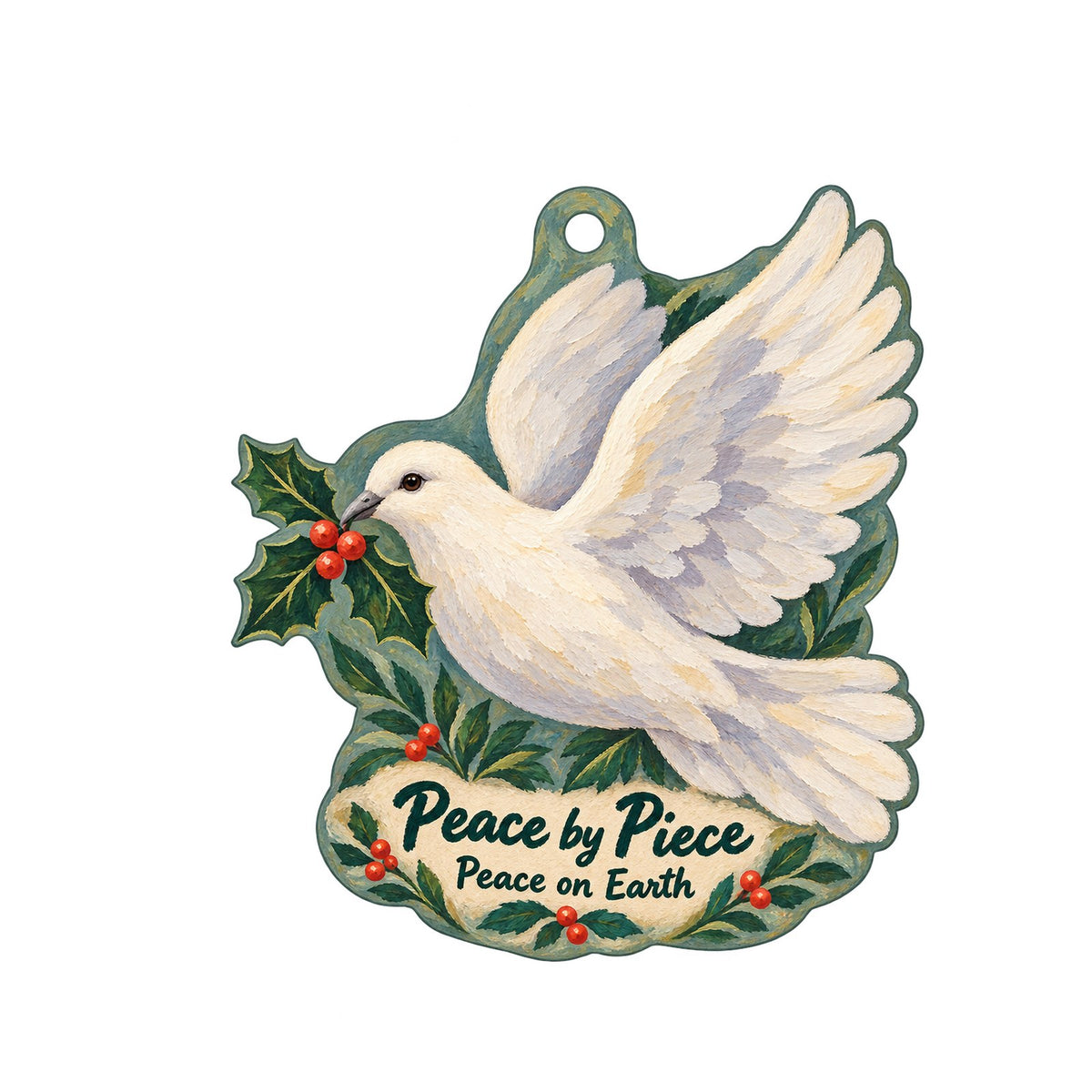 Peace by Piece Co. Christmas custom wood ornament OC978 on white
