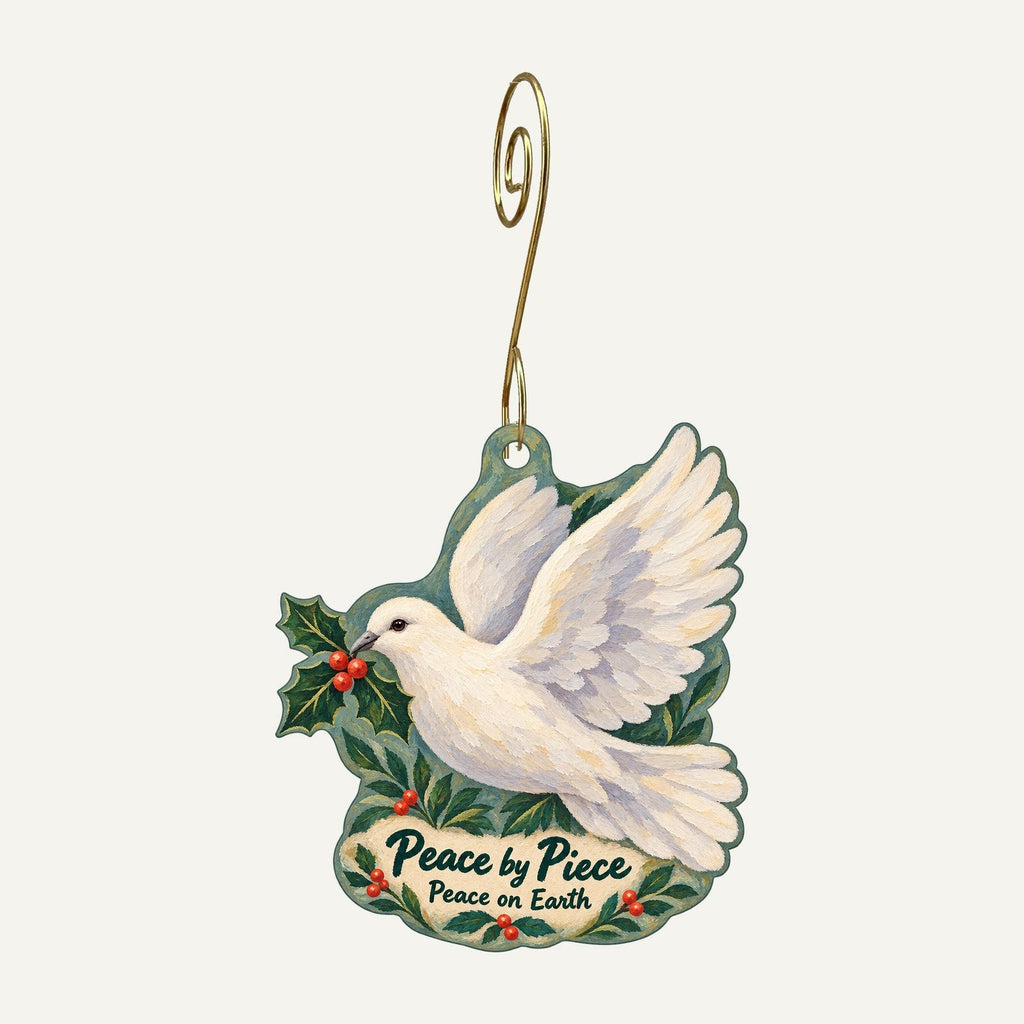 Peace by Piece Co. Christmas custom wood ornament OC978 hanging on hook