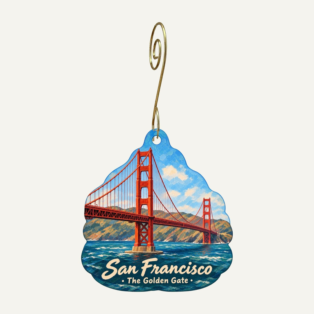 Exploratorium Store Town Icon custom wood ornament OC97 hanging on hook