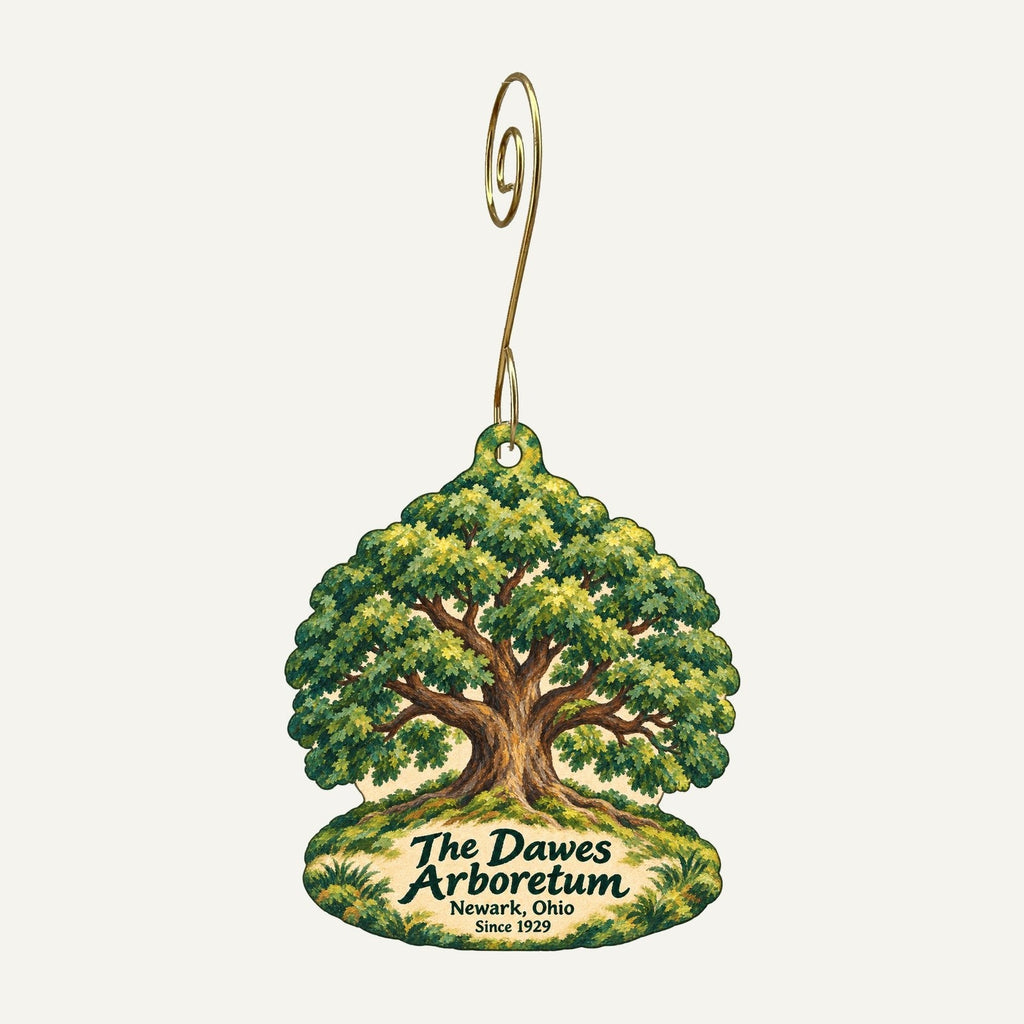 The Dawes Arboretum Logo custom wood ornament OC983 hanging on hook