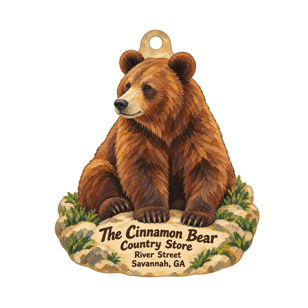 The Cinnamon Bear Country Store Logo custom wood ornament OC986 on white