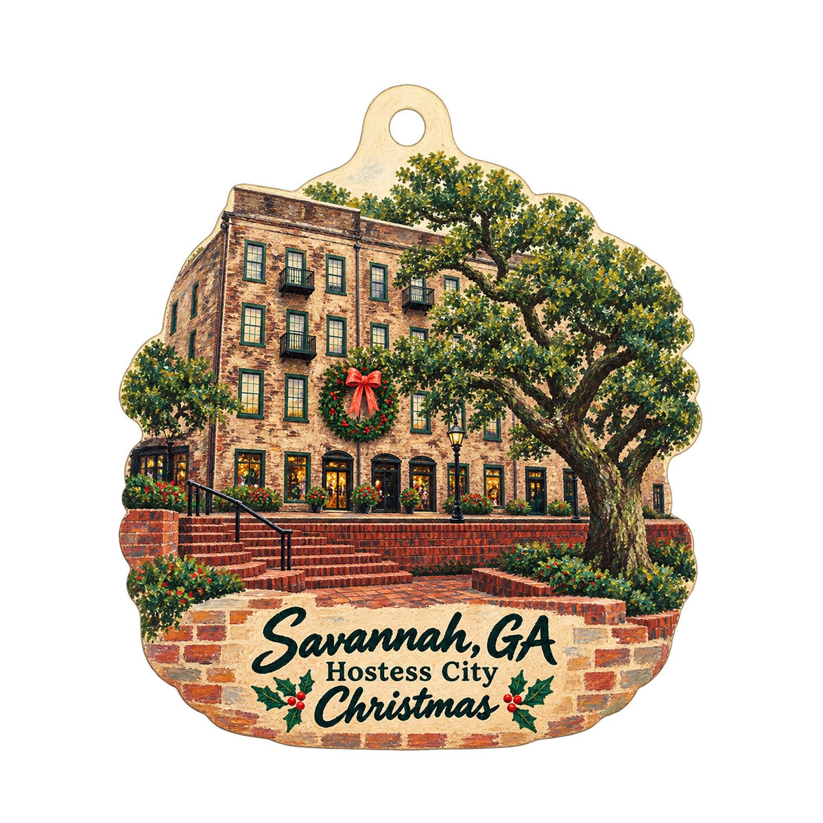The Cinnamon Bear Country Store Christmas custom wood ornament OC987 on white