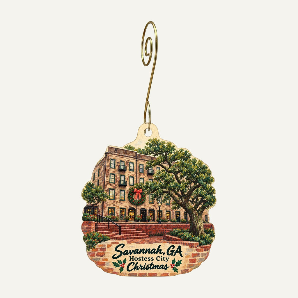 The Cinnamon Bear Country Store Christmas custom wood ornament OC987 hanging on hook