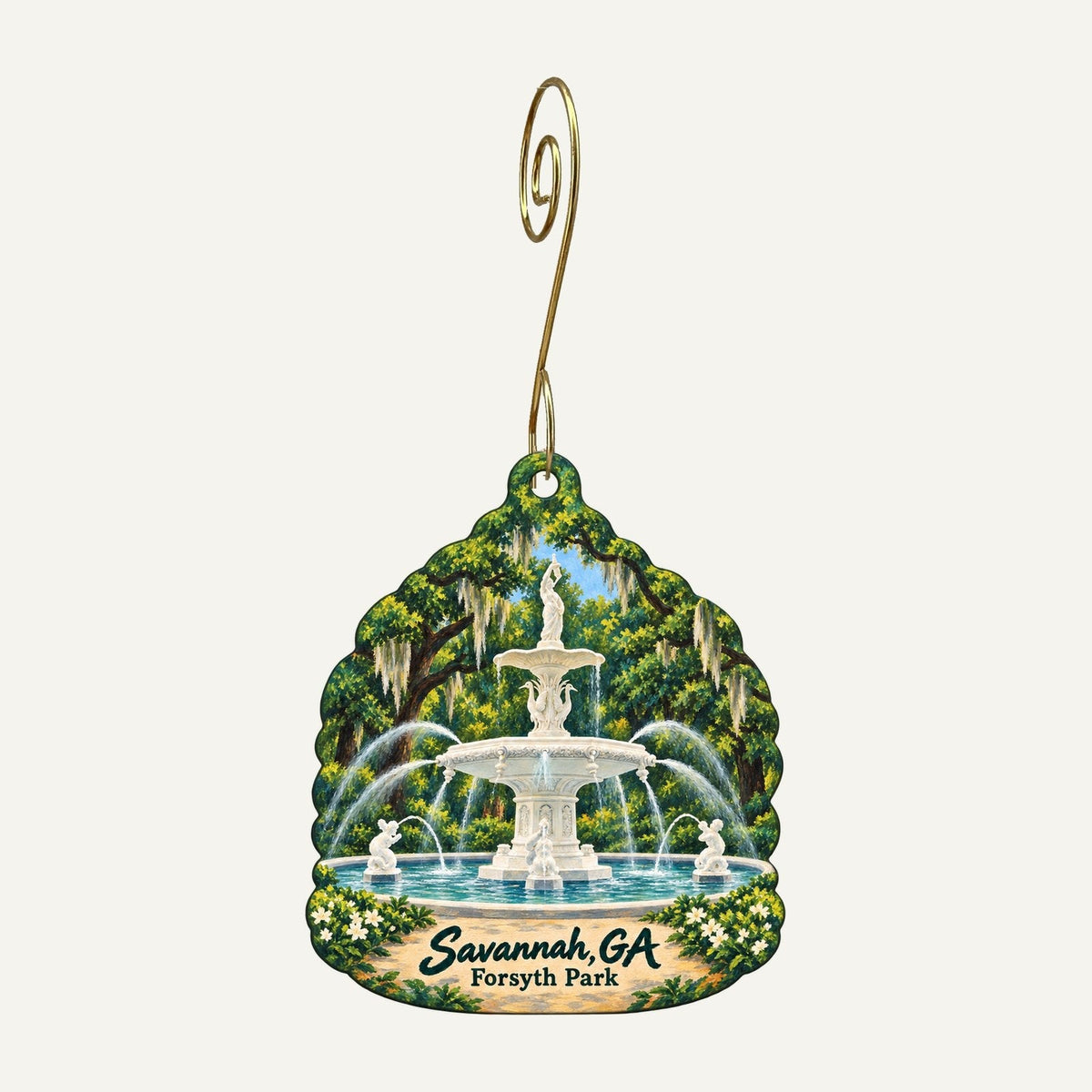 The Cinnamon Bear Country Store Town Icon custom wood ornament OC988 hanging on hook