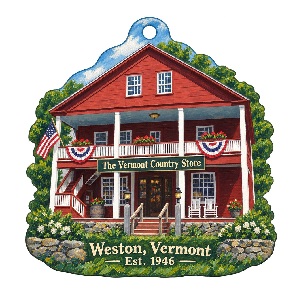 The Vermont Country Store Logo custom wood ornament OC98 on white
