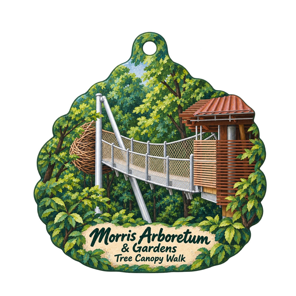 Morris Arboretum & Gardens Town Icon custom wood ornament OC991 on white