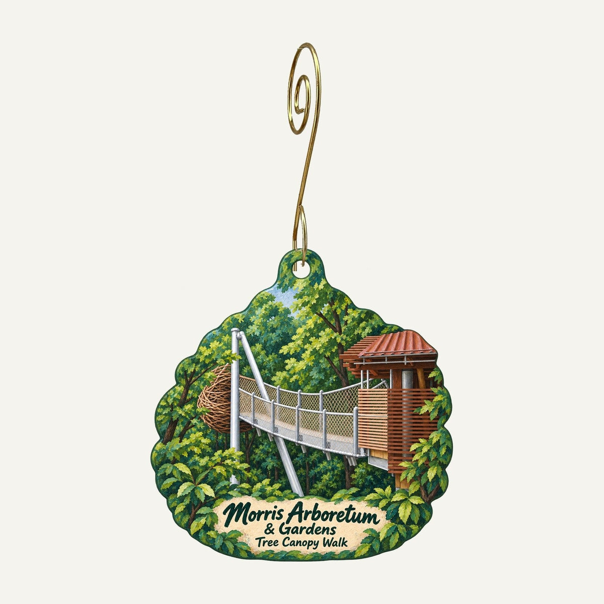 Morris Arboretum & Gardens Town Icon custom wood ornament OC991 hanging on hook