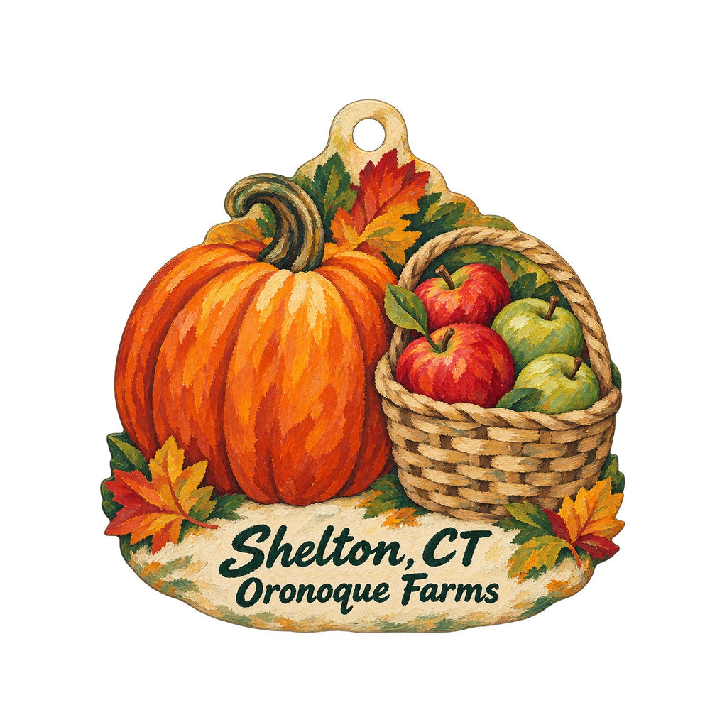 Oronoque Farms Gift & Bakery Town Icon custom wood ornament OC997 on white