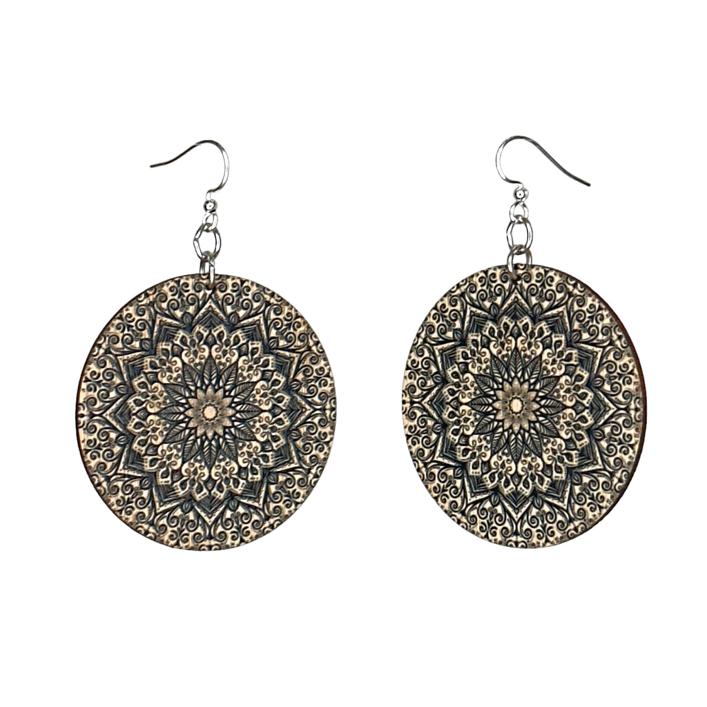 Mandala Bamboo Earrings #950