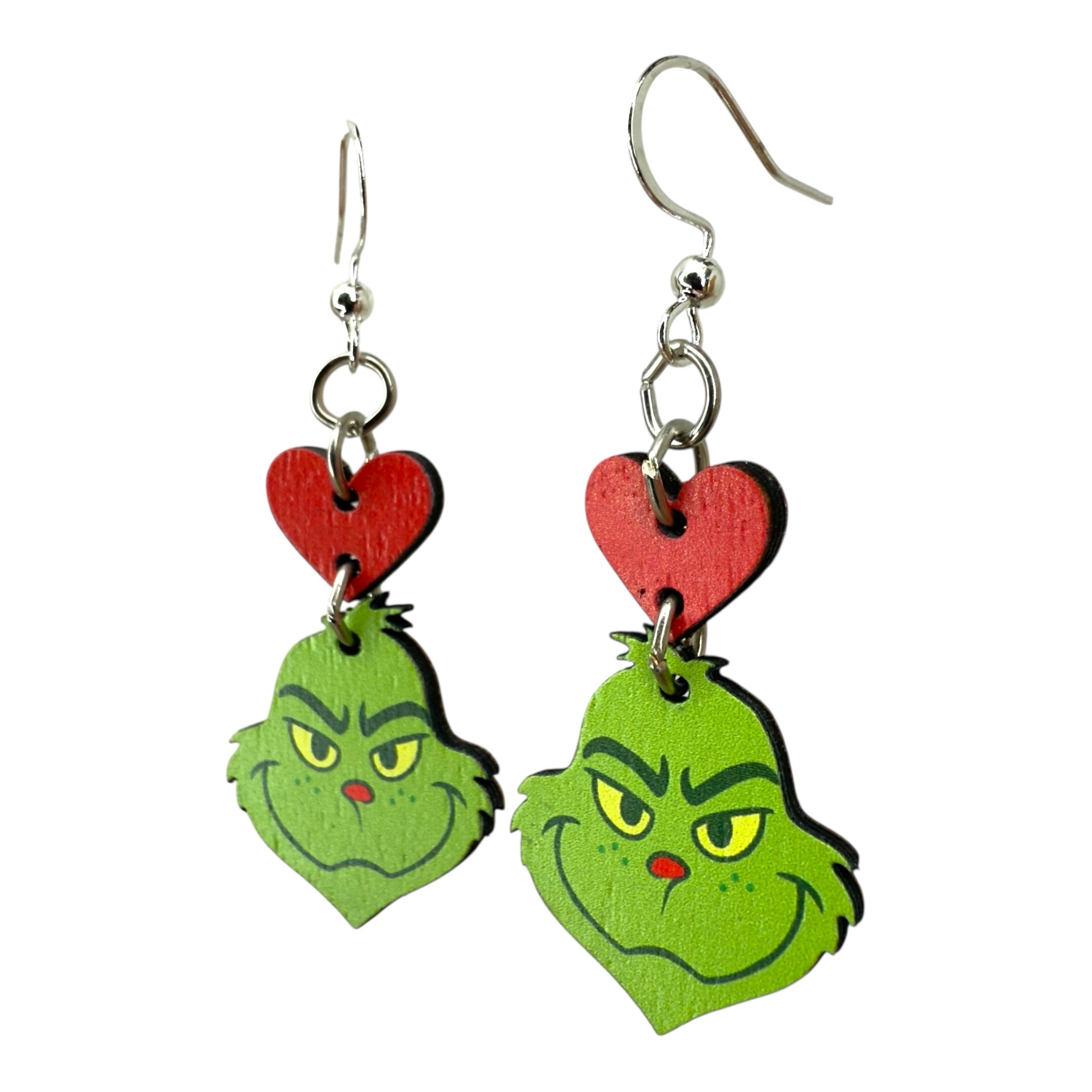 Green Gurmudgeon heart Earrings #1883