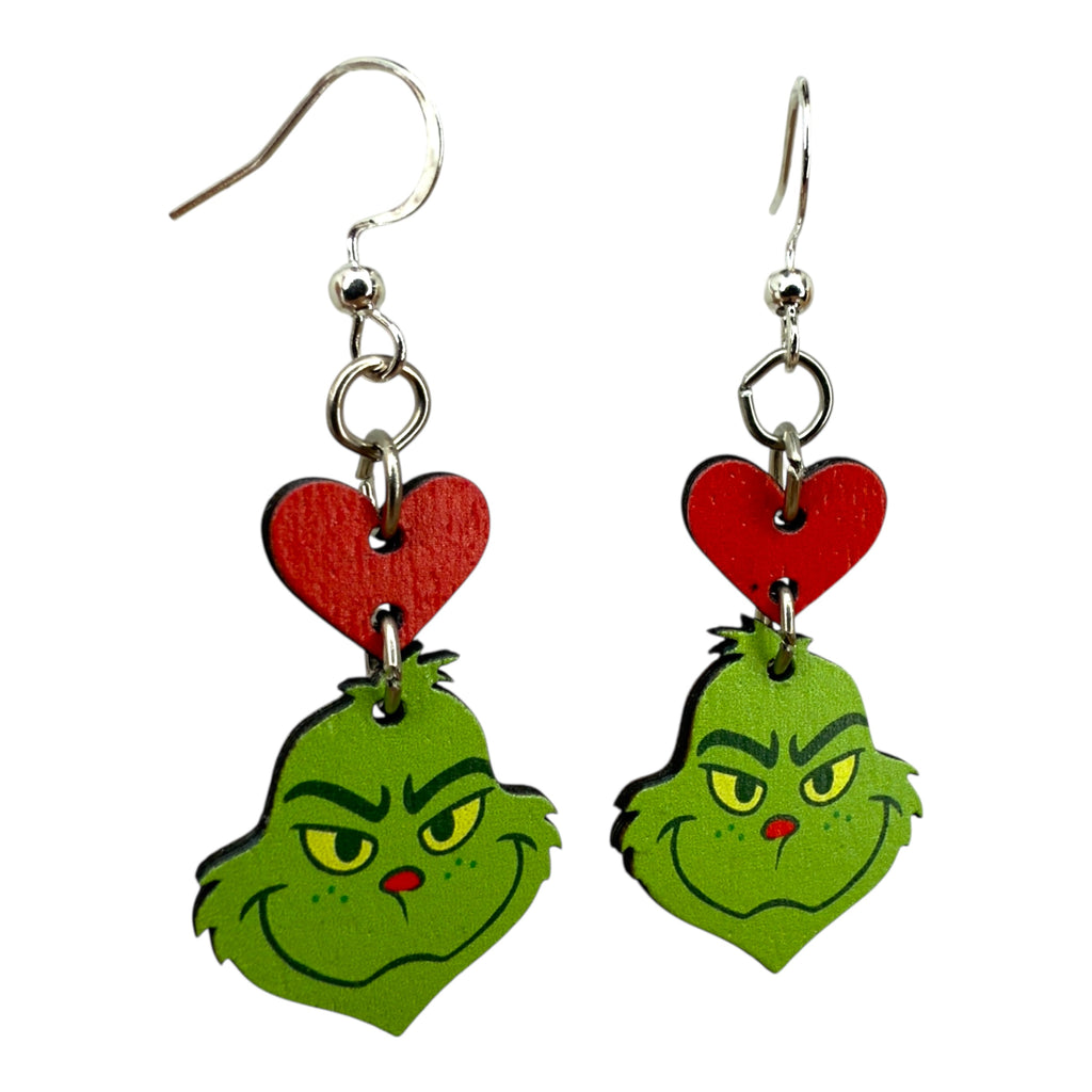 Green Gurmudgeon heart Earrings #1883