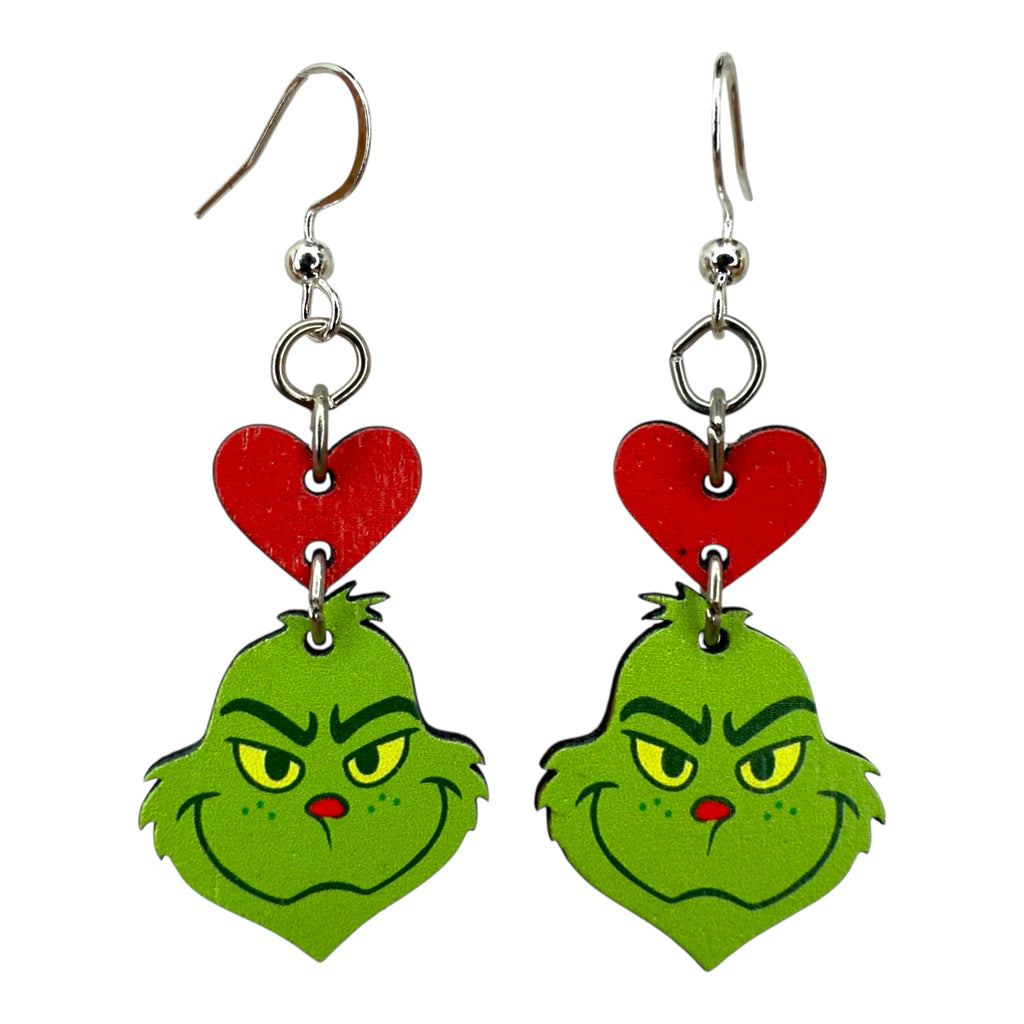 Green Gurmudgeon heart Earrings #1883