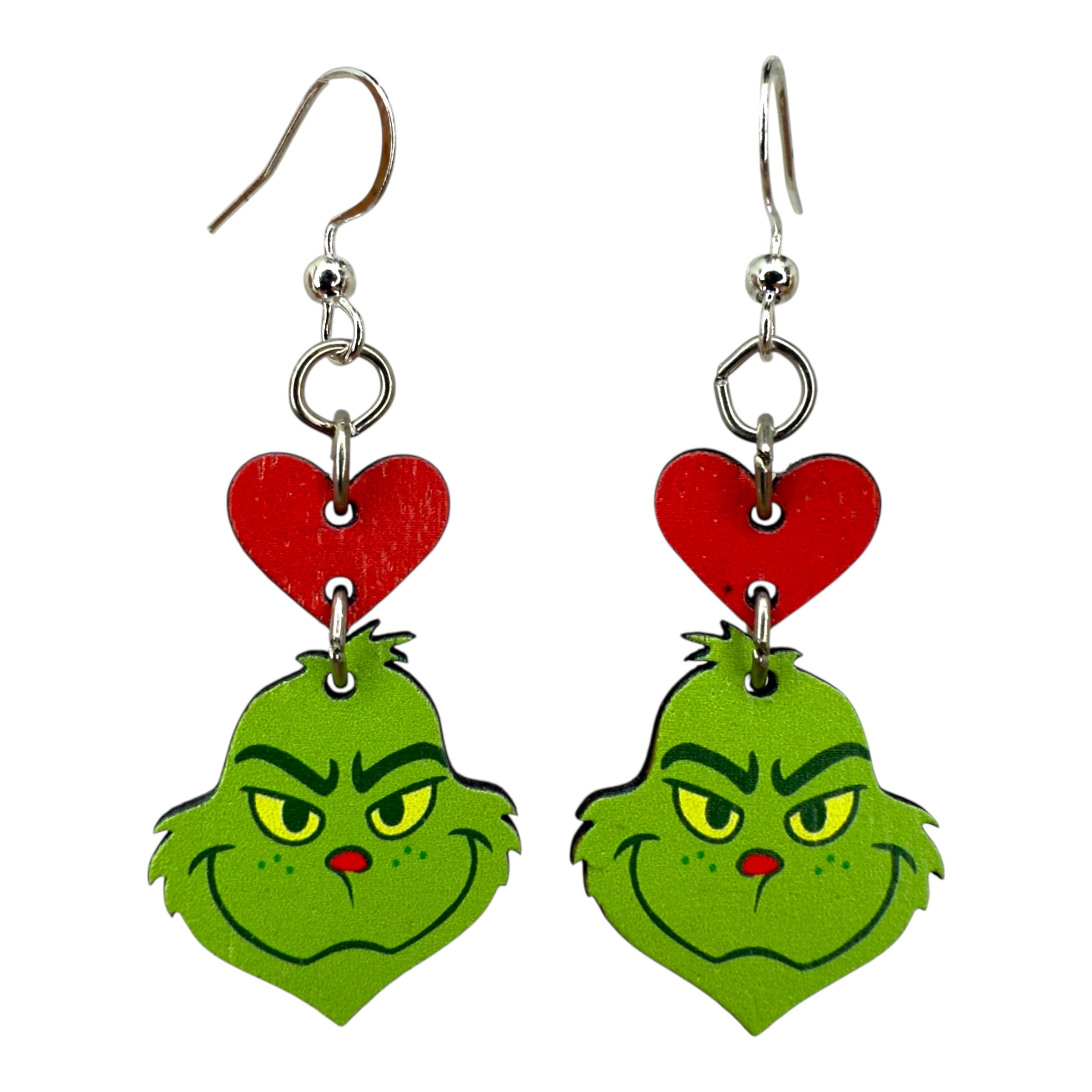 Green Gurmudgeon heart Earrings #1883