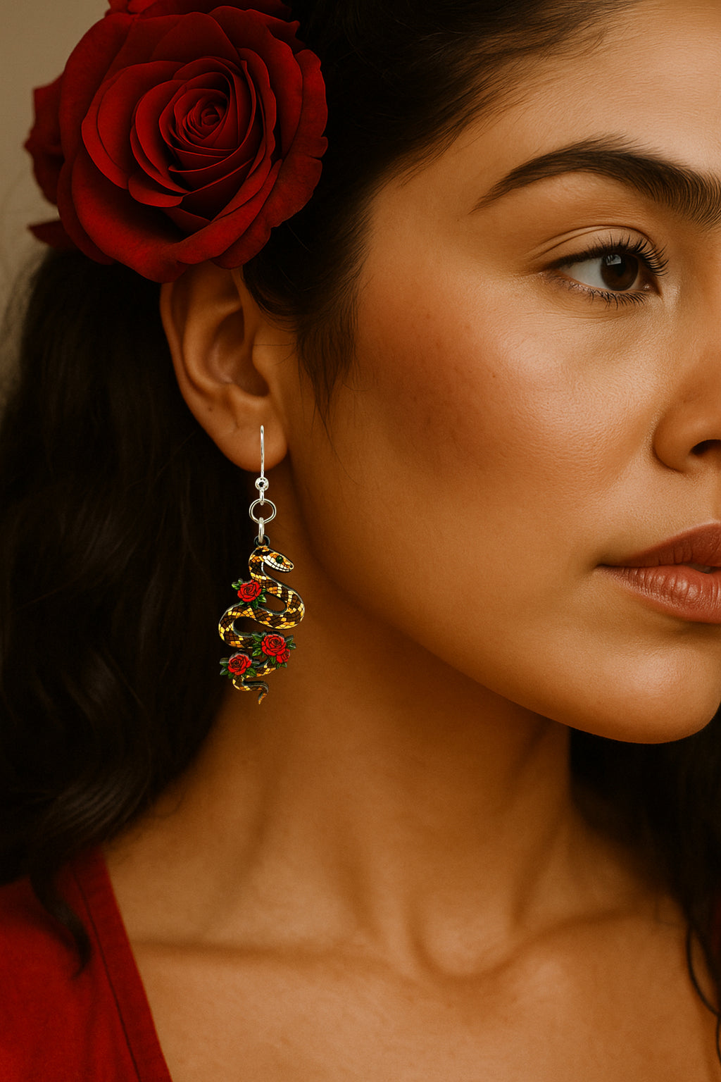 Rattlesnake Rose Earrings #1869