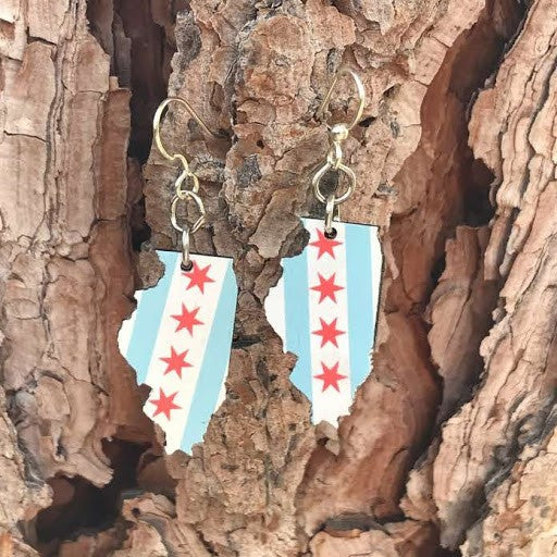 Chicago Flag Earrings #S054