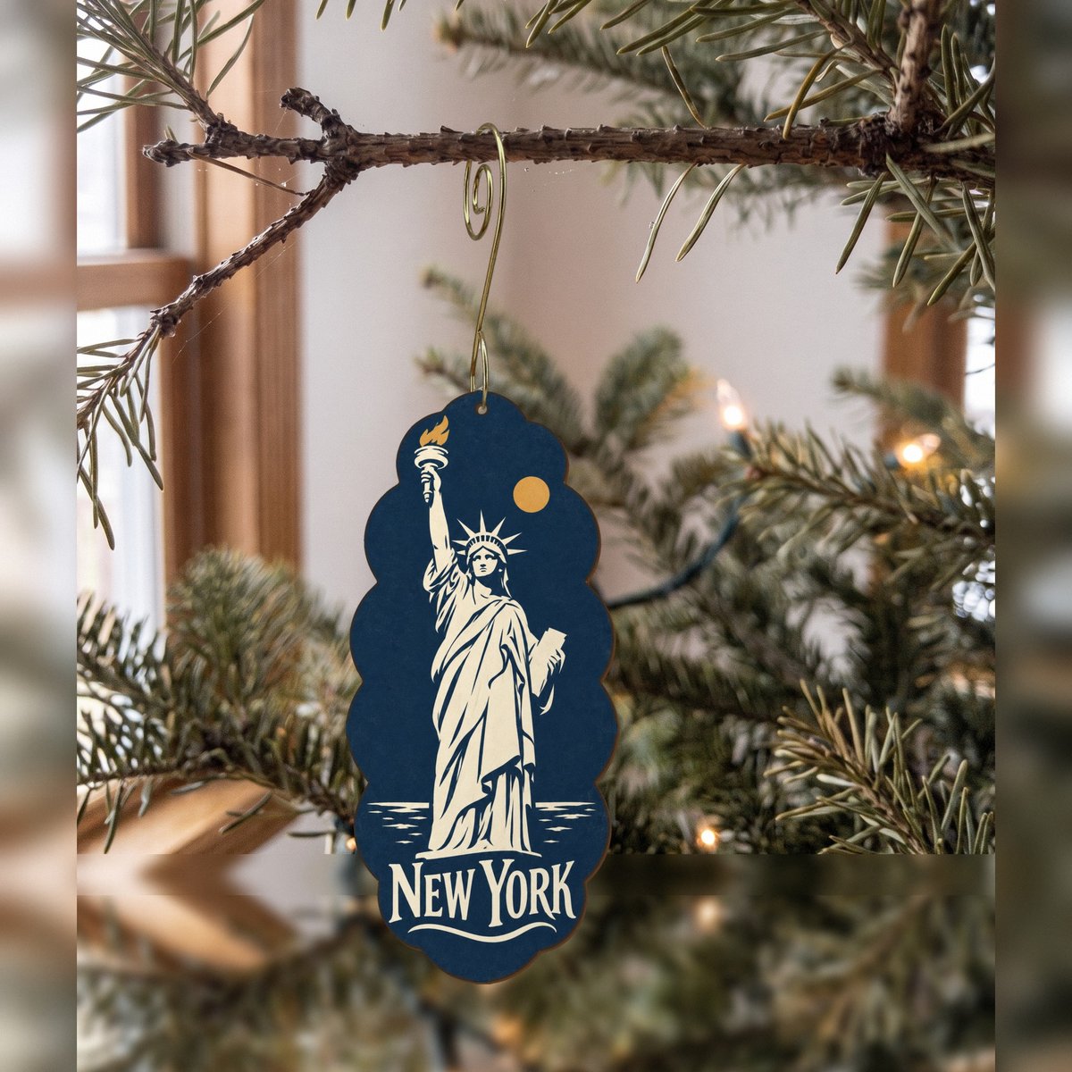 She's Choosing New York Ornament | Negative-Space Silhouette | S100-O