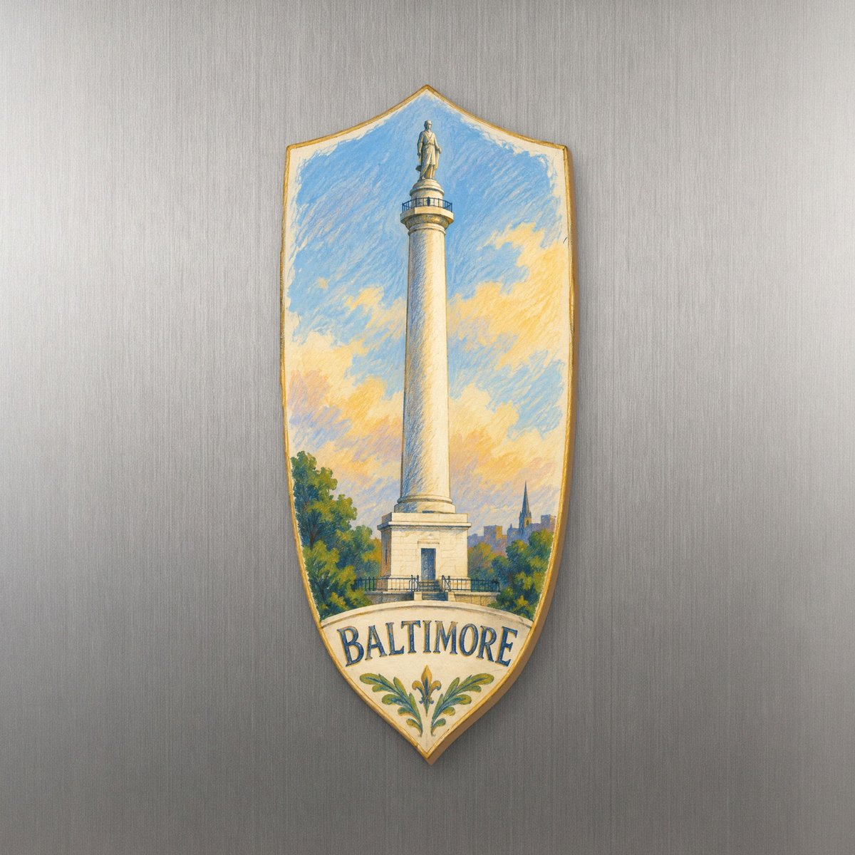 She's Choosing Baltimore Magnet | Colored Pencil over Gouache | S1000-M
