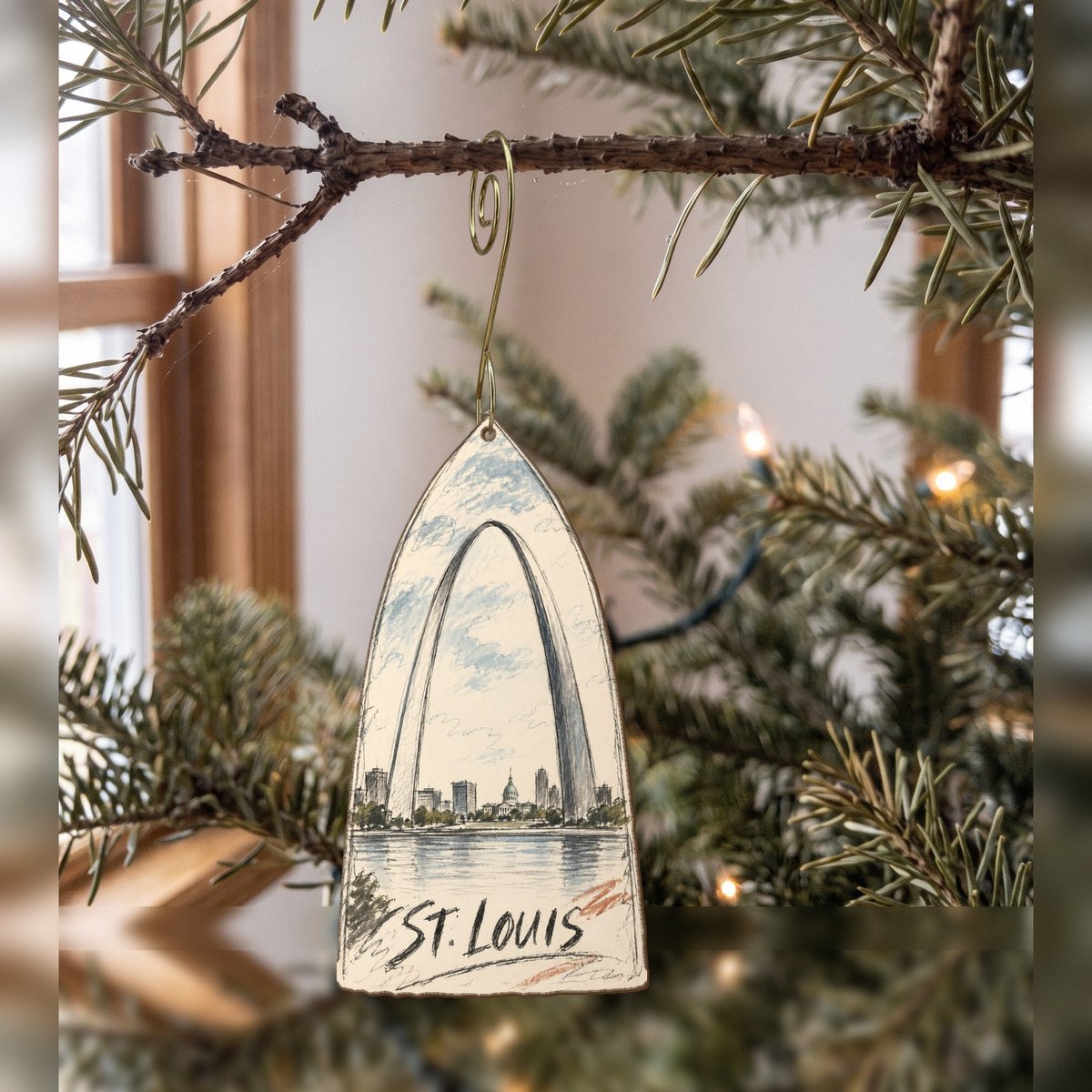 She's Choosing St. Louis Ornament | Loose Contour Sketch | S1003-O